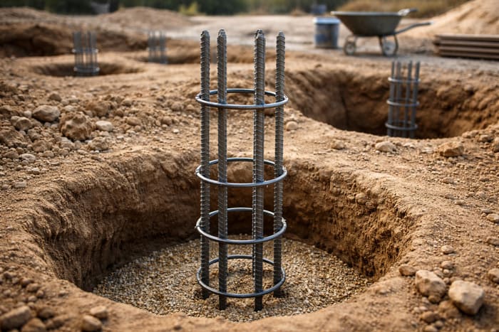 Как проводится армирование столбчатого фундамента?